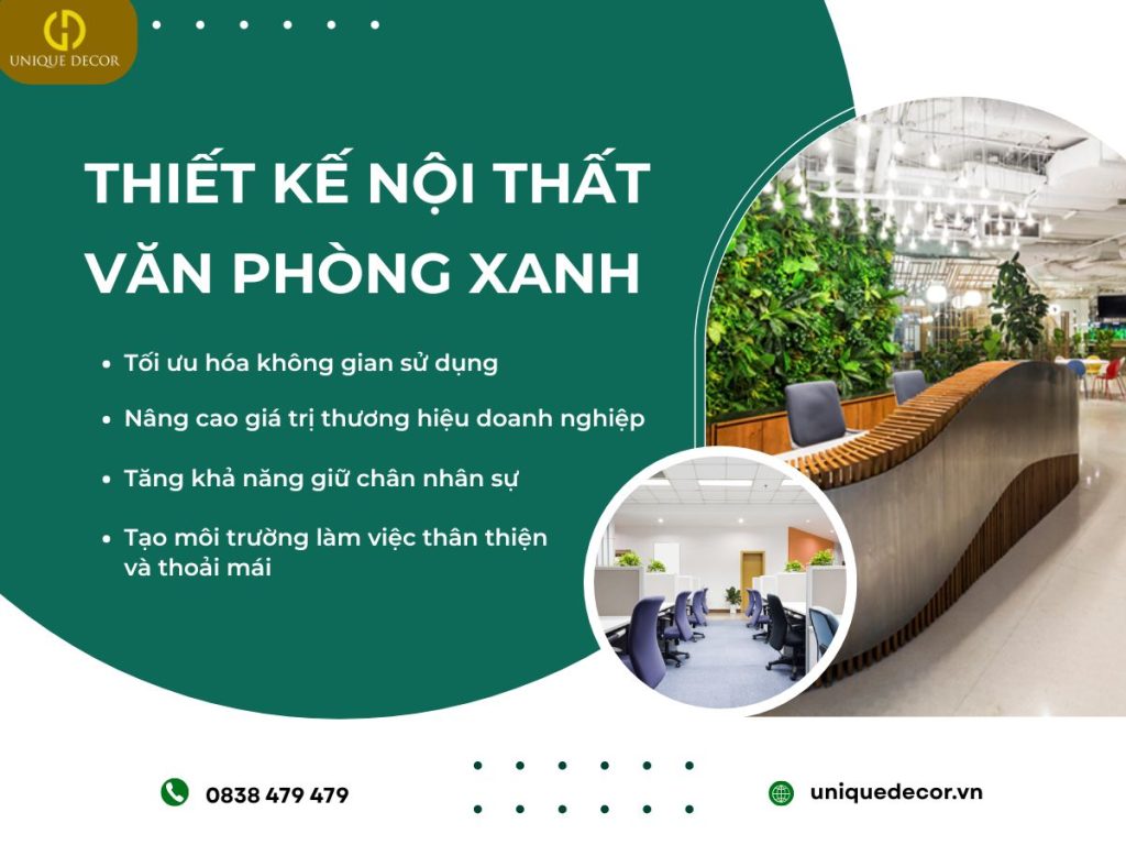 Thiết kế nội thất văn phòng xanh tại Unique Decor