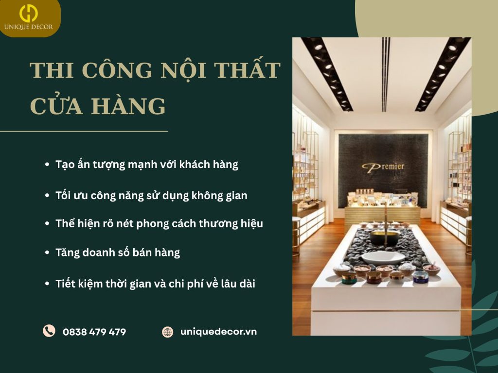 Thi công nội thất cửa hàng tại Unique Decor