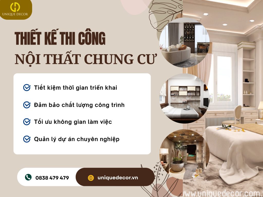 Thiết kế thi công nội thất chung cư tại unique Decor