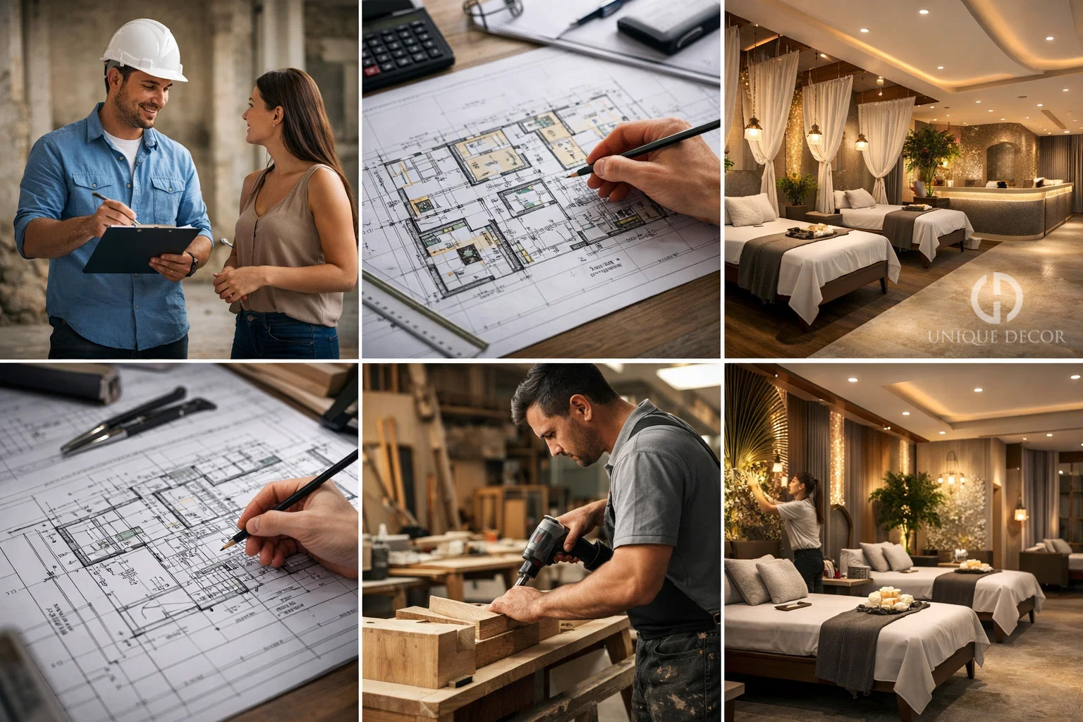 Quy trình 6 bước thiết kế thi công nội thất spa tiêu chuẩn tại Unique Decor