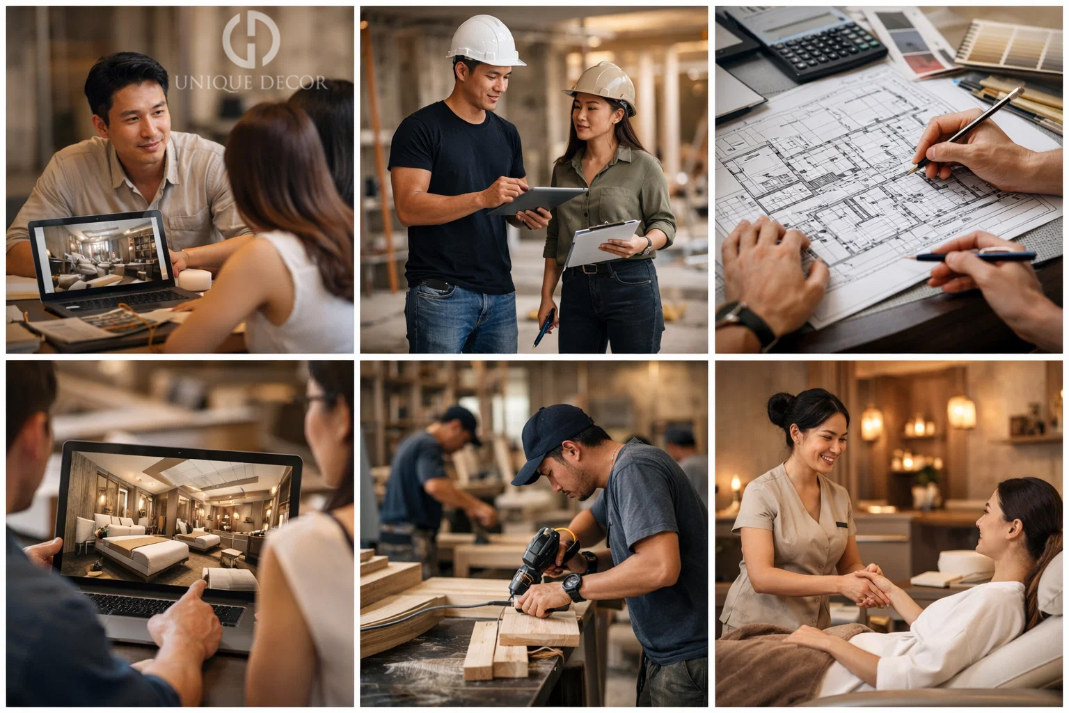 Quy trình làm việc chuyên nghiệp tại Unique Decor