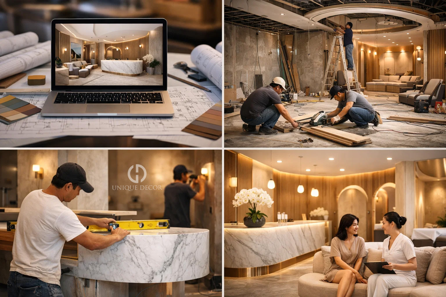 Quy trình thi công nội thất spa chuyên nghiệp: Từ bản vẽ 3D đến hiện thực hoàn mỹ